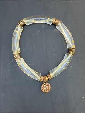 Clear and Gold Accent Clear Lucite Stretch Bracelet